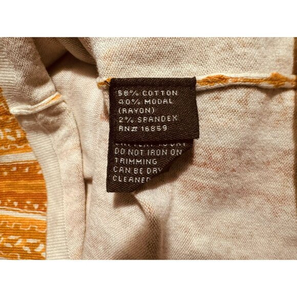 J. McLaughlin Paisley Crew Neck Pullover Top Sz S LS Button Detail Orange White - Picture 6 of 6